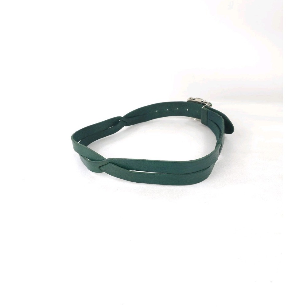 Claudio Orciani Size 80 Green Genuine Leather Crystal / Gems Belt Made In Italy - Picture 4 of 7